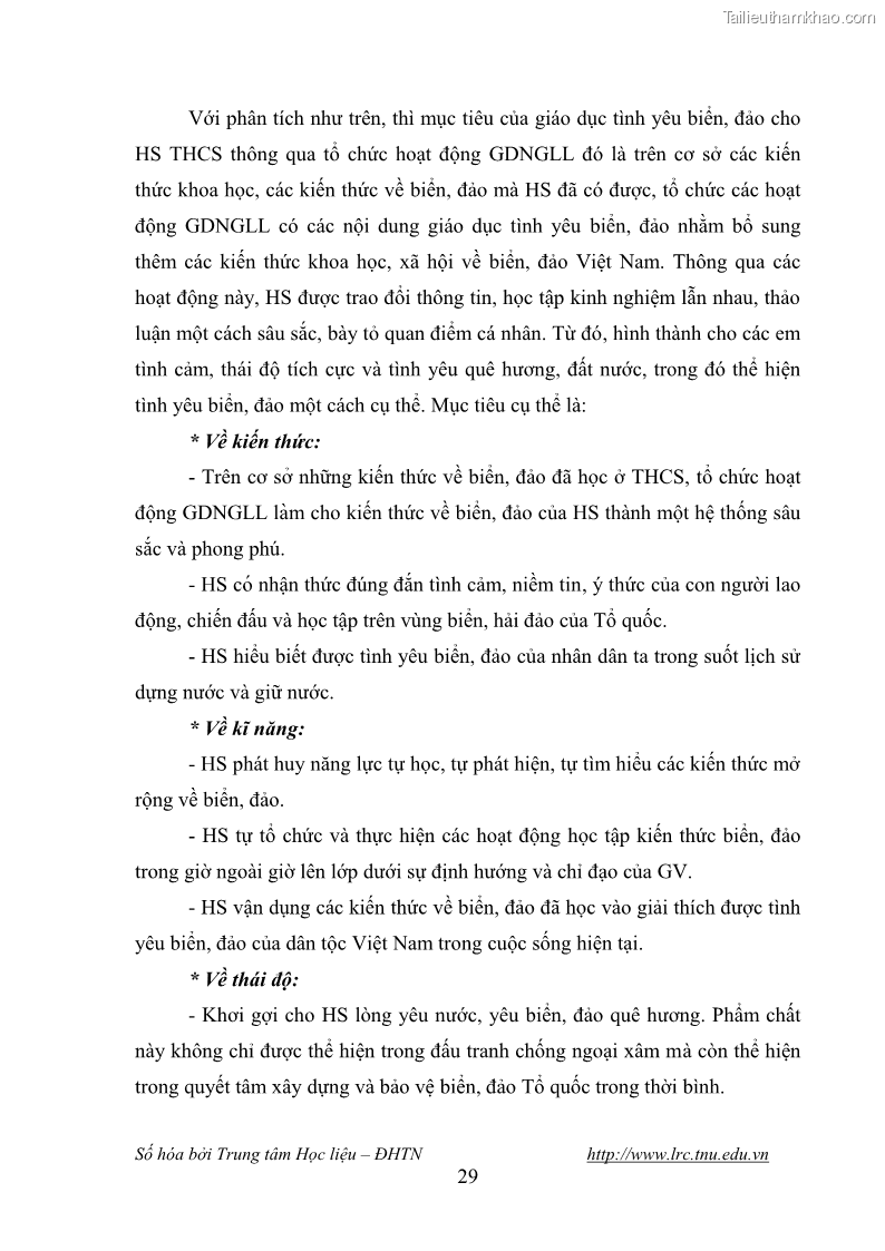 Luận văn thạc sĩ khoa học giáo dục Giáo dục tình yêu biển đảo cho học sinh THCS huyện Tứ Kỳ tỉnh Hải Dương thông qua các hoạt động giáo dục ngoài giờ lên lớp - 4 Trang 41