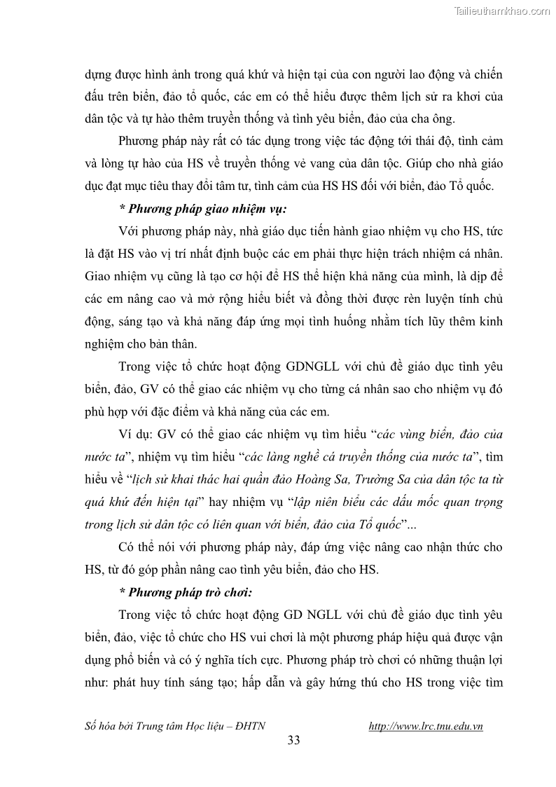 Luận văn thạc sĩ khoa học giáo dục Giáo dục tình yêu biển đảo cho học sinh THCS huyện Tứ Kỳ tỉnh Hải Dương thông qua các hoạt động giáo dục ngoài giờ lên lớp - 4 Trang 45