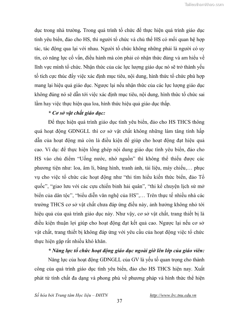 Luận văn thạc sĩ khoa học giáo dục Giáo dục tình yêu biển đảo cho học sinh THCS huyện Tứ Kỳ tỉnh Hải Dương thông qua các hoạt động giáo dục ngoài giờ lên lớp - 5 Trang 49