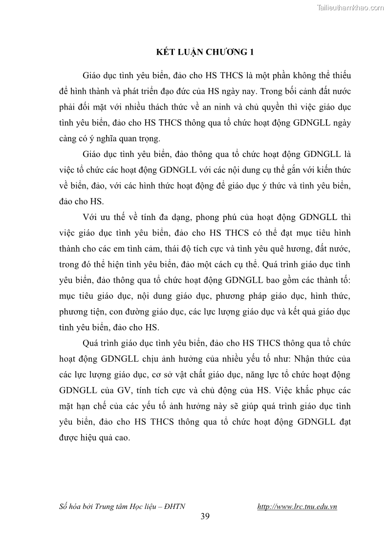 Luận văn thạc sĩ khoa học giáo dục Giáo dục tình yêu biển đảo cho học sinh THCS huyện Tứ Kỳ tỉnh Hải Dương thông qua các hoạt động giáo dục ngoài giờ lên lớp - 5 Trang 51