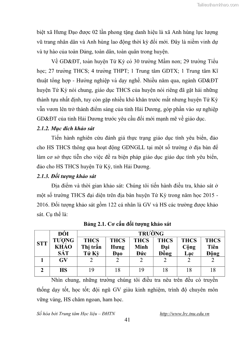 Luận văn thạc sĩ khoa học giáo dục Giáo dục tình yêu biển đảo cho học sinh THCS huyện Tứ Kỳ tỉnh Hải Dương thông qua các hoạt động giáo dục ngoài giờ lên lớp - 5 Trang 53