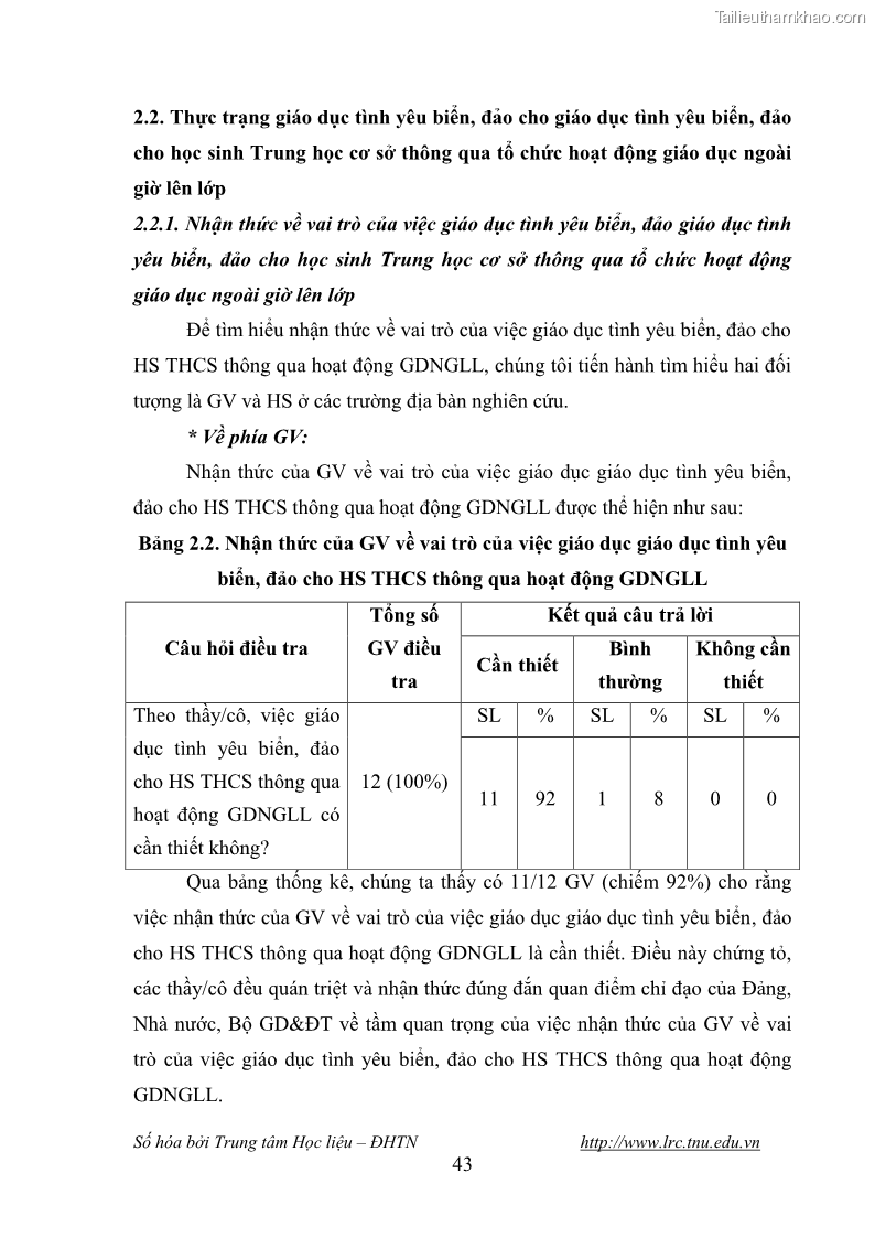 Luận văn thạc sĩ khoa học giáo dục Giáo dục tình yêu biển đảo cho học sinh THCS huyện Tứ Kỳ tỉnh Hải Dương thông qua các hoạt động giáo dục ngoài giờ lên lớp - 5 Trang 55