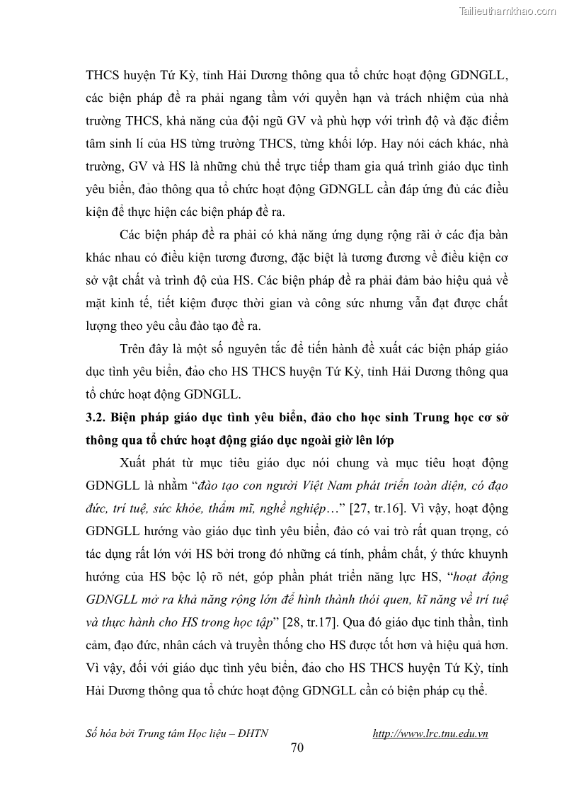 Luận văn thạc sĩ khoa học giáo dục Giáo dục tình yêu biển đảo cho học sinh THCS huyện Tứ Kỳ tỉnh Hải Dương thông qua các hoạt động giáo dục ngoài giờ lên lớp - 7 Trang 82