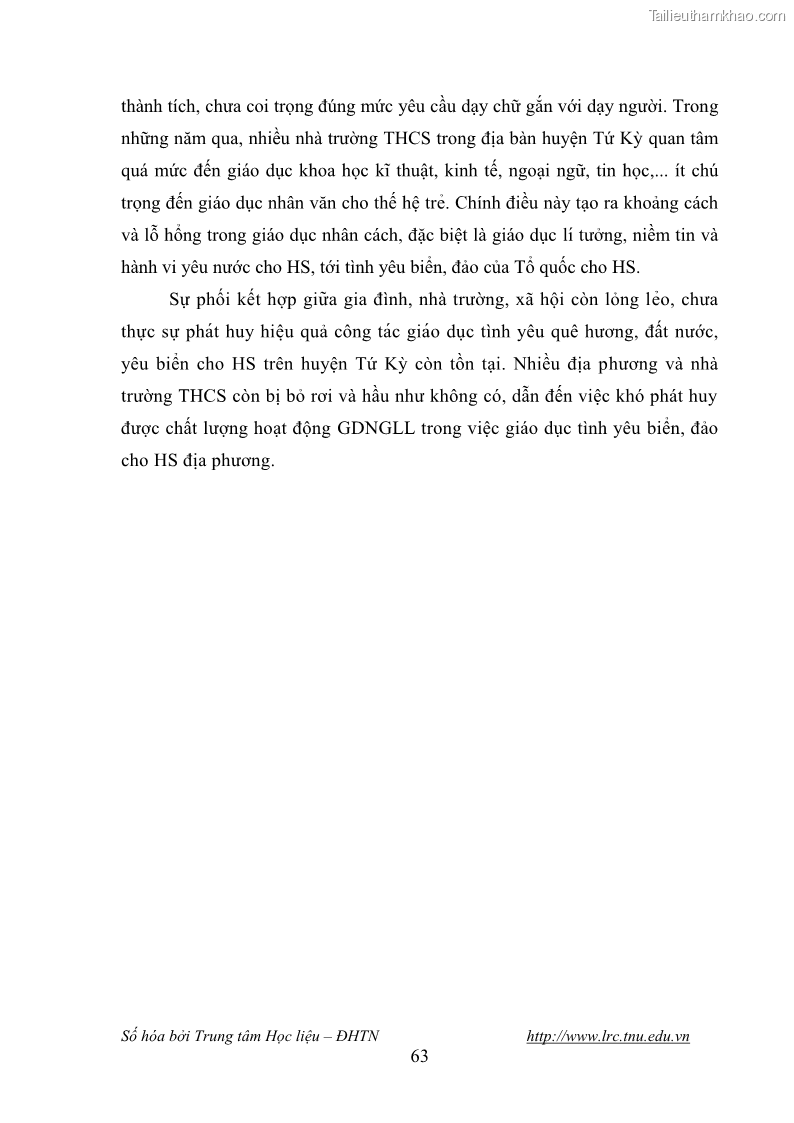 Luận văn thạc sĩ khoa học giáo dục Giáo dục tình yêu biển đảo cho học sinh THCS huyện Tứ Kỳ tỉnh Hải Dương thông qua các hoạt động giáo dục ngoài giờ lên lớp - 7 Trang 75
