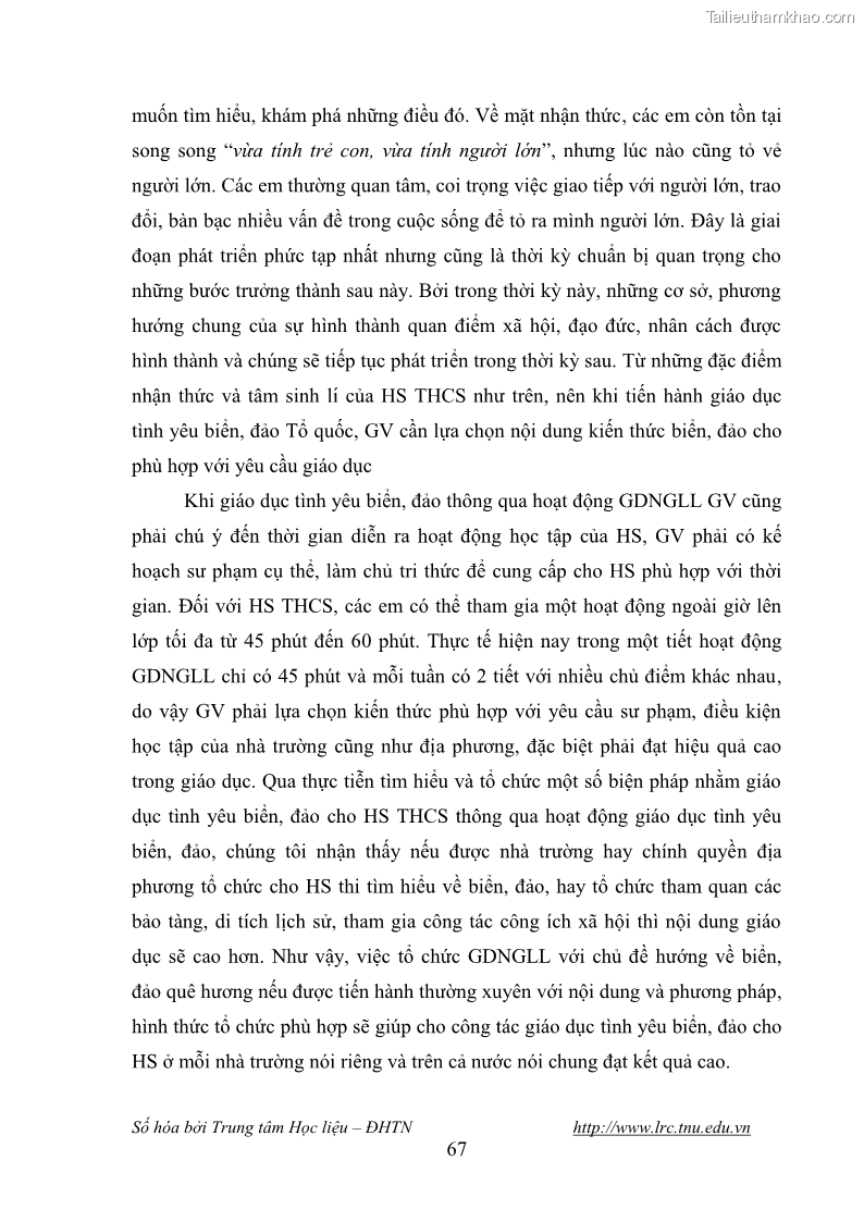 Luận văn thạc sĩ khoa học giáo dục Giáo dục tình yêu biển đảo cho học sinh THCS huyện Tứ Kỳ tỉnh Hải Dương thông qua các hoạt động giáo dục ngoài giờ lên lớp - 7 Trang 79