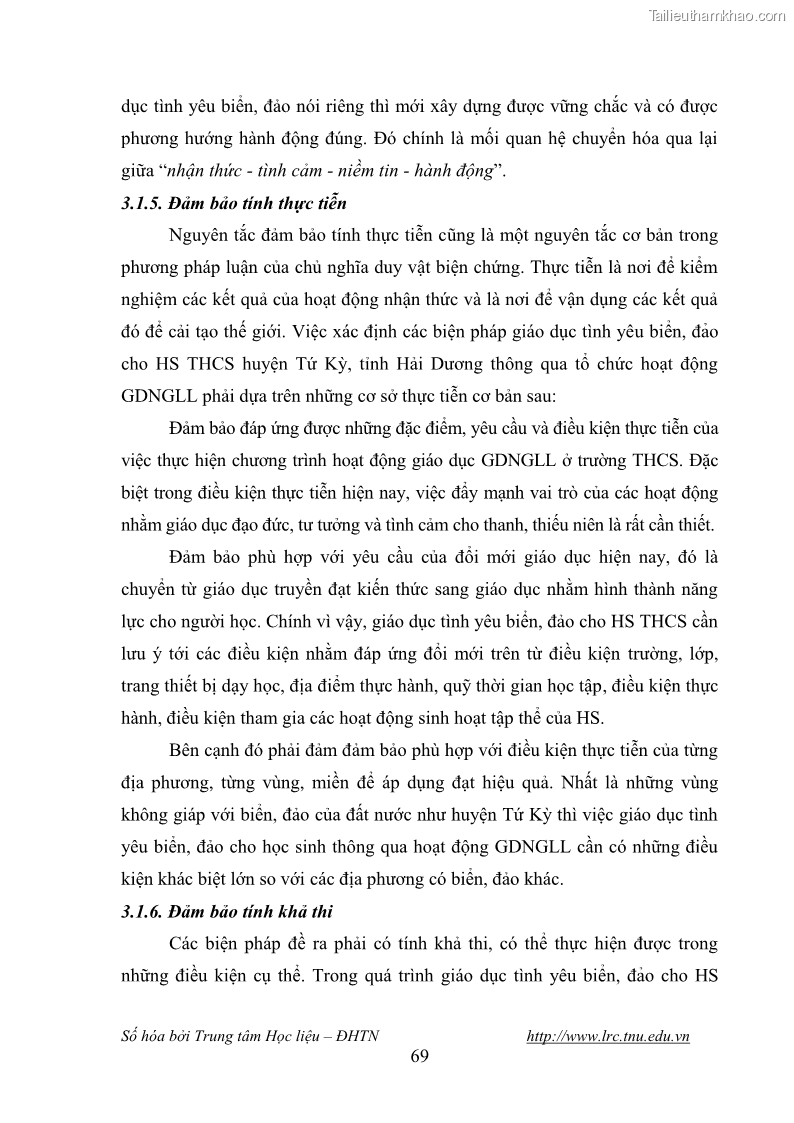 Luận văn thạc sĩ khoa học giáo dục Giáo dục tình yêu biển đảo cho học sinh THCS huyện Tứ Kỳ tỉnh Hải Dương thông qua các hoạt động giáo dục ngoài giờ lên lớp - 7 Trang 81