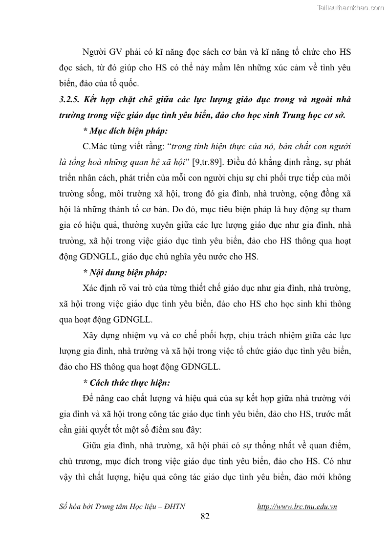 Luận văn thạc sĩ khoa học giáo dục Giáo dục tình yêu biển đảo cho học sinh THCS huyện Tứ Kỳ tỉnh Hải Dương thông qua các hoạt động giáo dục ngoài giờ lên lớp - 8 Trang 94