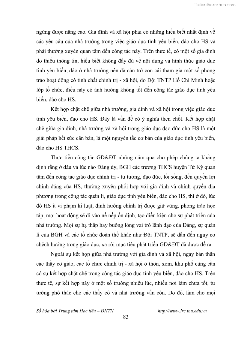 Luận văn thạc sĩ khoa học giáo dục Giáo dục tình yêu biển đảo cho học sinh THCS huyện Tứ Kỳ tỉnh Hải Dương thông qua các hoạt động giáo dục ngoài giờ lên lớp - 8 Trang 95