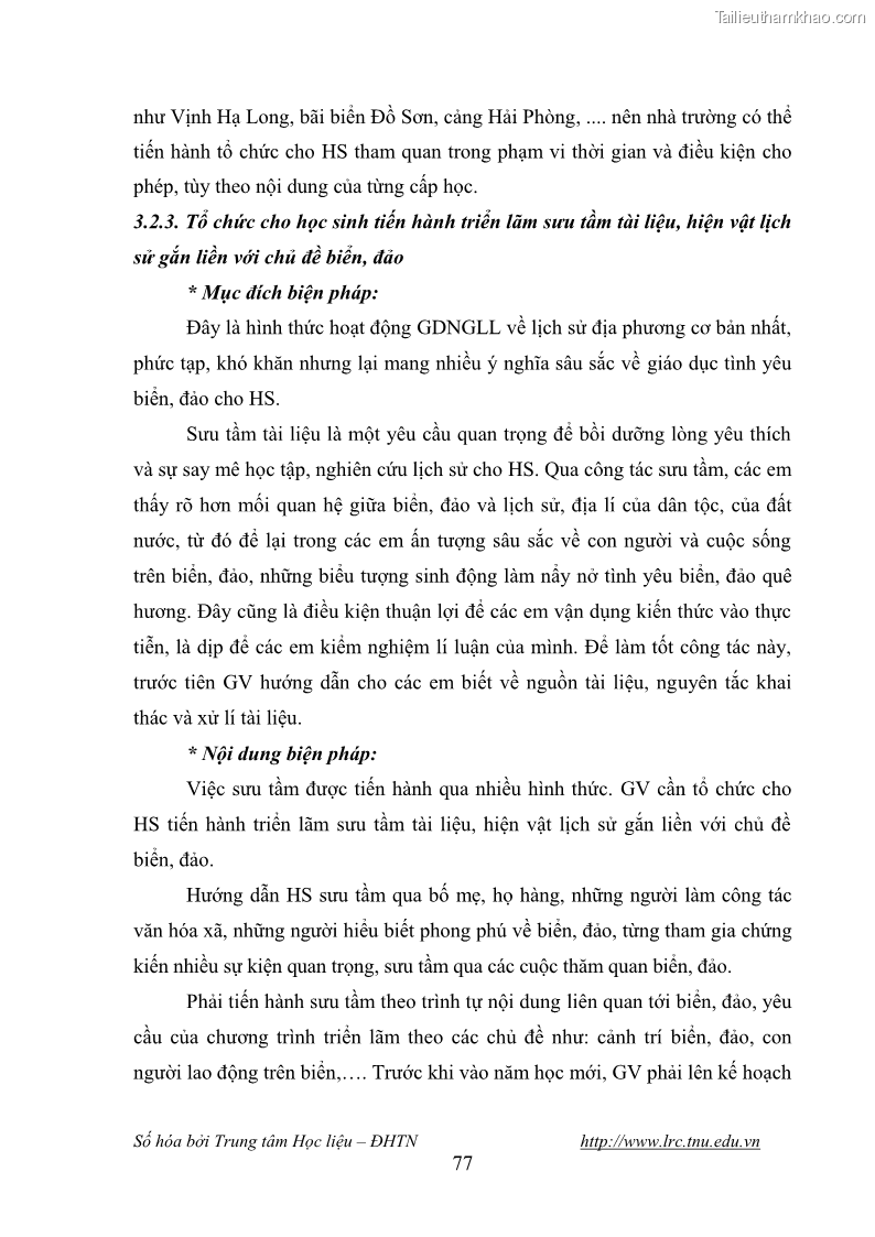 Luận văn thạc sĩ khoa học giáo dục Giáo dục tình yêu biển đảo cho học sinh THCS huyện Tứ Kỳ tỉnh Hải Dương thông qua các hoạt động giáo dục ngoài giờ lên lớp - 8 Trang 89