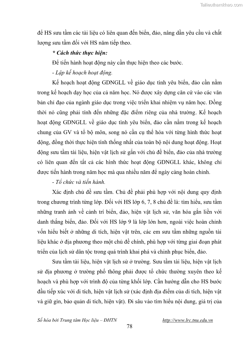 Luận văn thạc sĩ khoa học giáo dục Giáo dục tình yêu biển đảo cho học sinh THCS huyện Tứ Kỳ tỉnh Hải Dương thông qua các hoạt động giáo dục ngoài giờ lên lớp - 8 Trang 90
