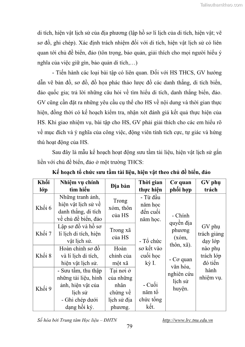 Luận văn thạc sĩ khoa học giáo dục Giáo dục tình yêu biển đảo cho học sinh THCS huyện Tứ Kỳ tỉnh Hải Dương thông qua các hoạt động giáo dục ngoài giờ lên lớp - 8 Trang 91
