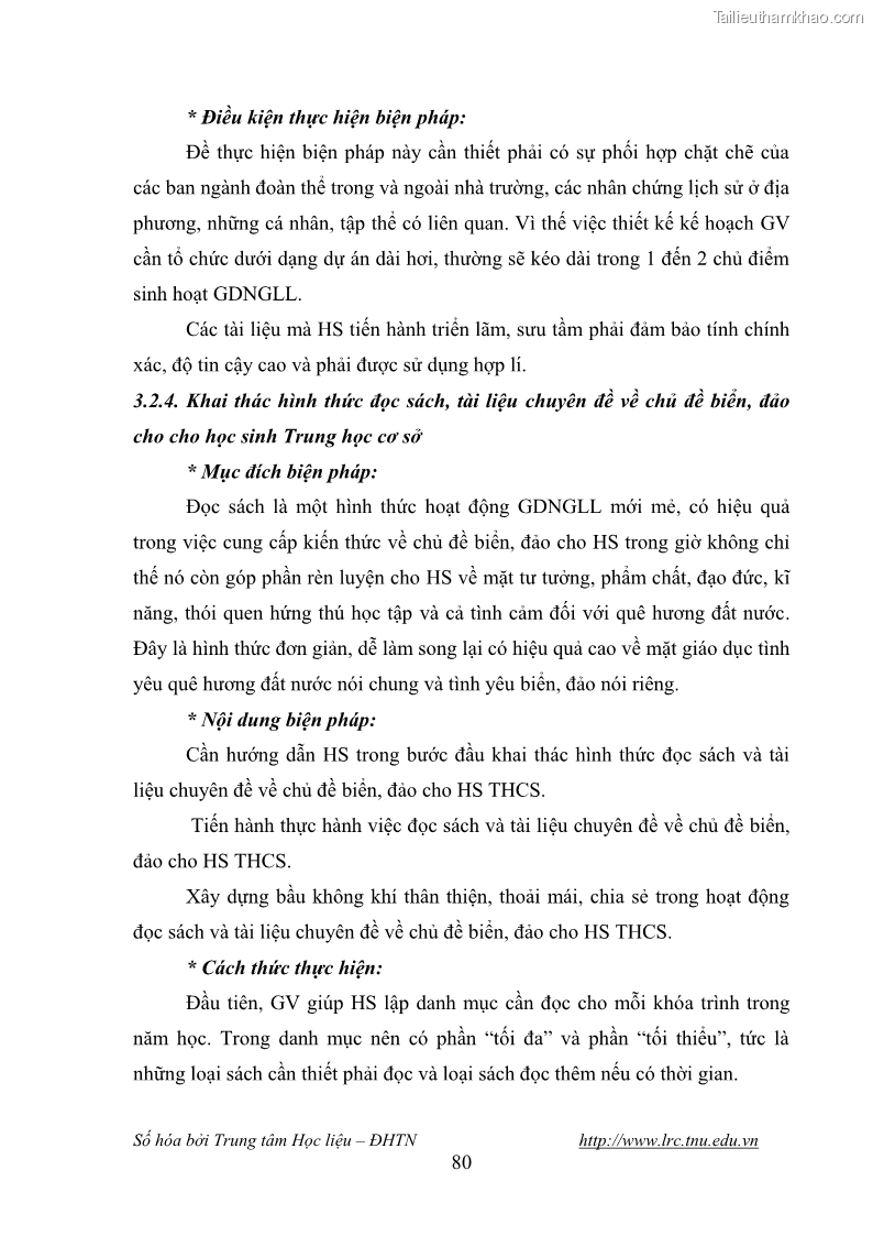 Luận văn thạc sĩ khoa học giáo dục Giáo dục tình yêu biển đảo cho học sinh THCS huyện Tứ Kỳ tỉnh Hải Dương thông qua các hoạt động giáo dục ngoài giờ lên lớp - 8 Trang 92