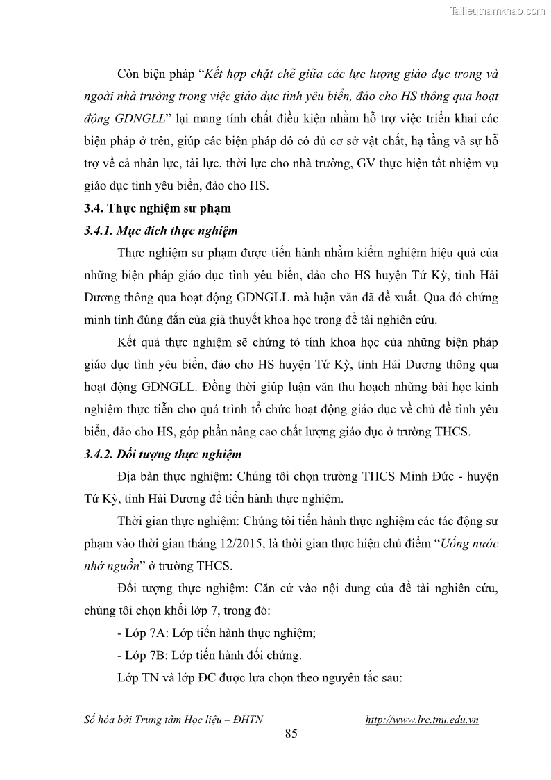 Luận văn thạc sĩ khoa học giáo dục Giáo dục tình yêu biển đảo cho học sinh THCS huyện Tứ Kỳ tỉnh Hải Dương thông qua các hoạt động giáo dục ngoài giờ lên lớp - 9 Trang 97