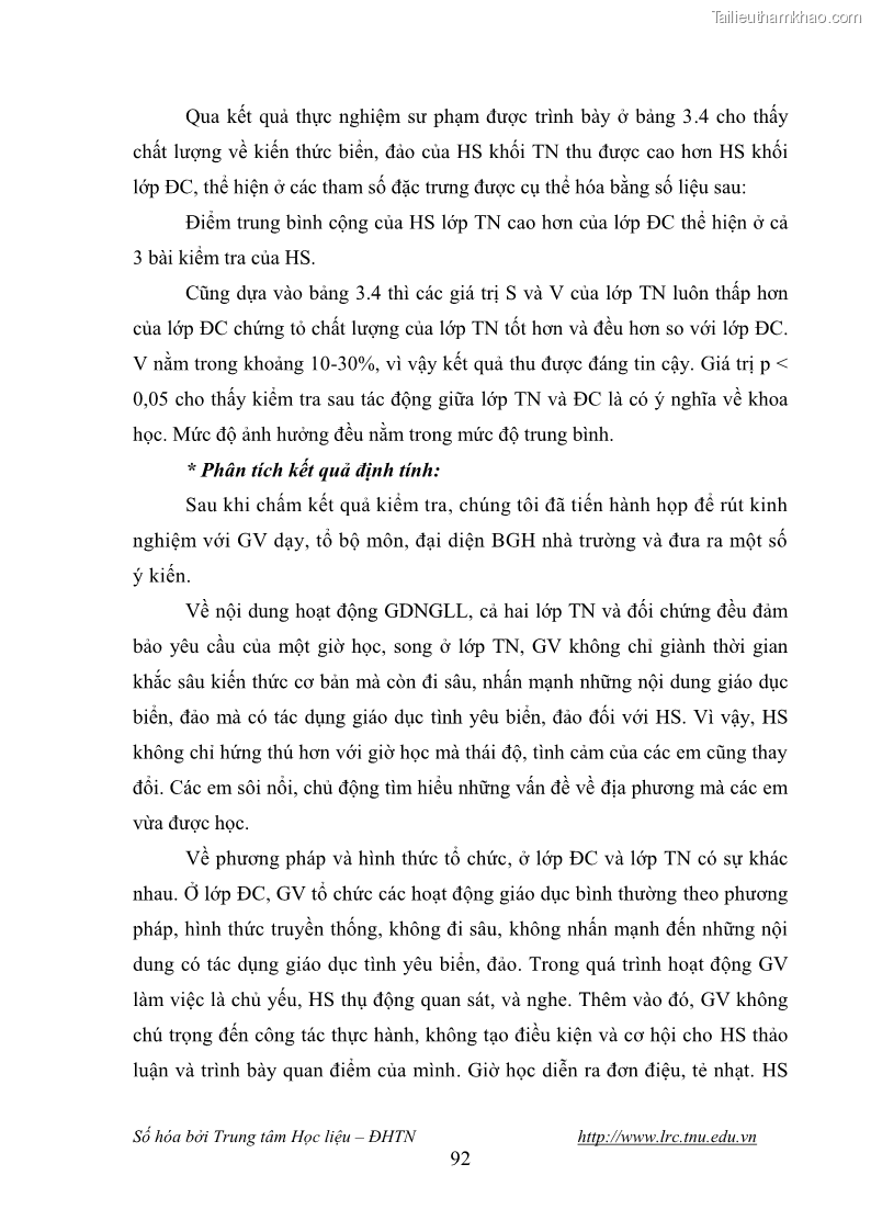 Luận văn thạc sĩ khoa học giáo dục Giáo dục tình yêu biển đảo cho học sinh THCS huyện Tứ Kỳ tỉnh Hải Dương thông qua các hoạt động giáo dục ngoài giờ lên lớp - 9 Trang 104