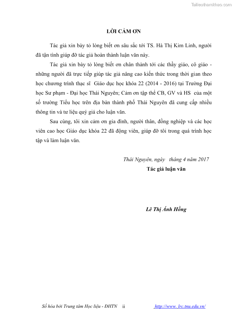 Luận văn thạc sĩ khoa học giáo dục Tổ chức dạy học môn Khoa học ở các trường Tiểu học thành phố Thái Nguyên, tỉnh Thái Nguyên theo hướng vận dụng phương pháp Bàn tay nặn bột - 1 Trang 4