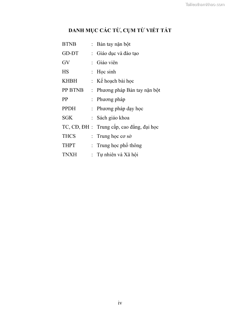 Luận văn thạc sĩ khoa học giáo dục Tổ chức dạy học môn Khoa học ở các trường Tiểu học thành phố Thái Nguyên, tỉnh Thái Nguyên theo hướng vận dụng phương pháp Bàn tay nặn bột - 1 Trang 8
