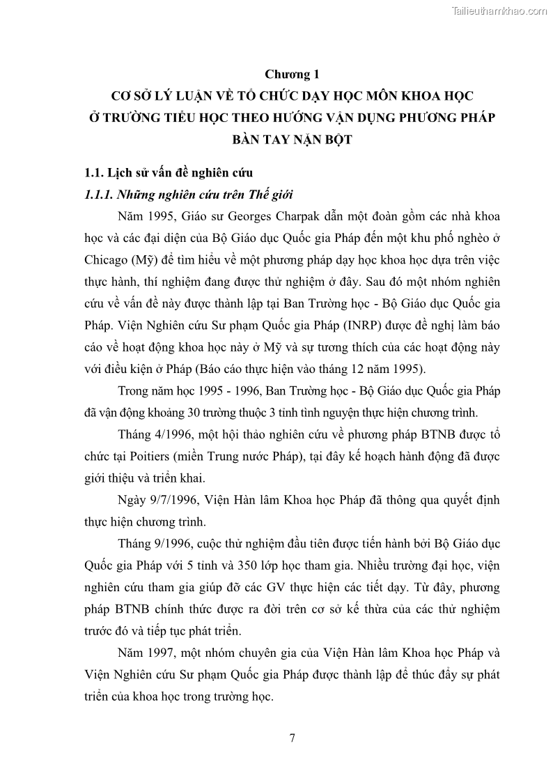 Luận văn thạc sĩ khoa học giáo dục Tổ chức dạy học môn Khoa học ở các trường Tiểu học thành phố Thái Nguyên, tỉnh Thái Nguyên theo hướng vận dụng phương pháp Bàn tay nặn bột - 2 Trang 16