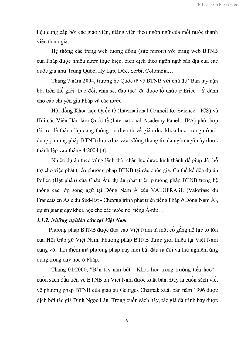 Luận văn thạc sĩ khoa học giáo dục Tổ chức dạy học môn Khoa học ở các trường Tiểu học thành phố Thái Nguyên, tỉnh Thái Nguyên theo hướng vận dụng phương pháp Bàn tay nặn bột - 2 Trang 18