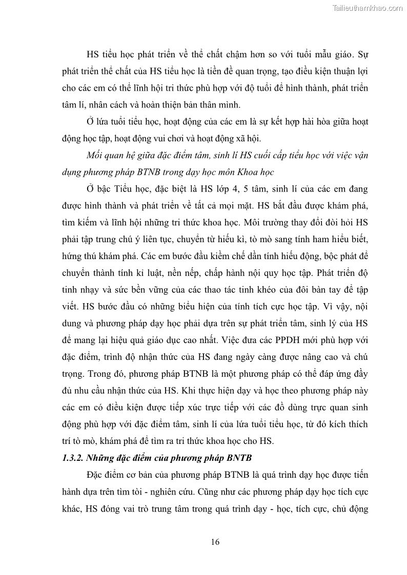 Luận văn thạc sĩ khoa học giáo dục Tổ chức dạy học môn Khoa học ở các trường Tiểu học thành phố Thái Nguyên, tỉnh Thái Nguyên theo hướng vận dụng phương pháp Bàn tay nặn bột - 3 Trang 25