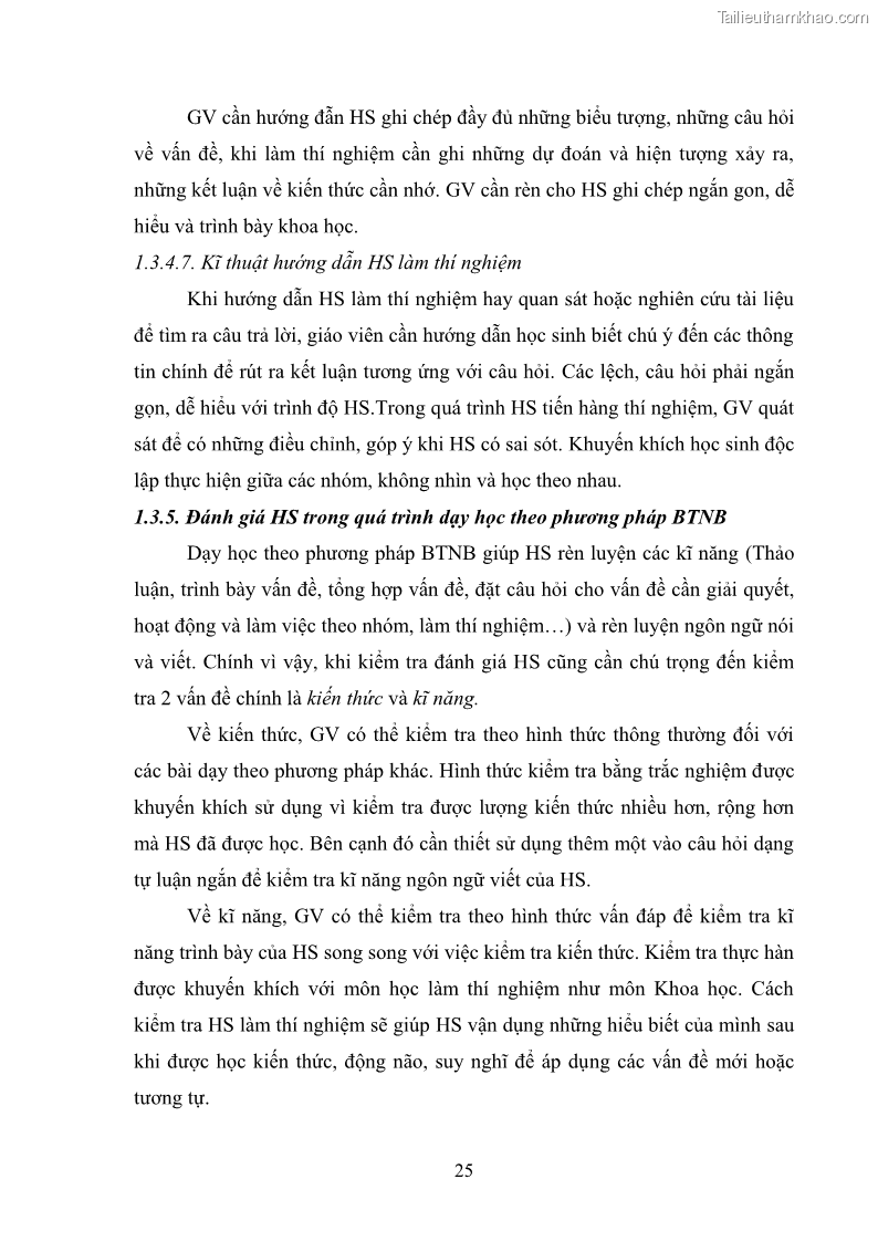 Luận văn thạc sĩ khoa học giáo dục Tổ chức dạy học môn Khoa học ở các trường Tiểu học thành phố Thái Nguyên, tỉnh Thái Nguyên theo hướng vận dụng phương pháp Bàn tay nặn bột - 3 Trang 34