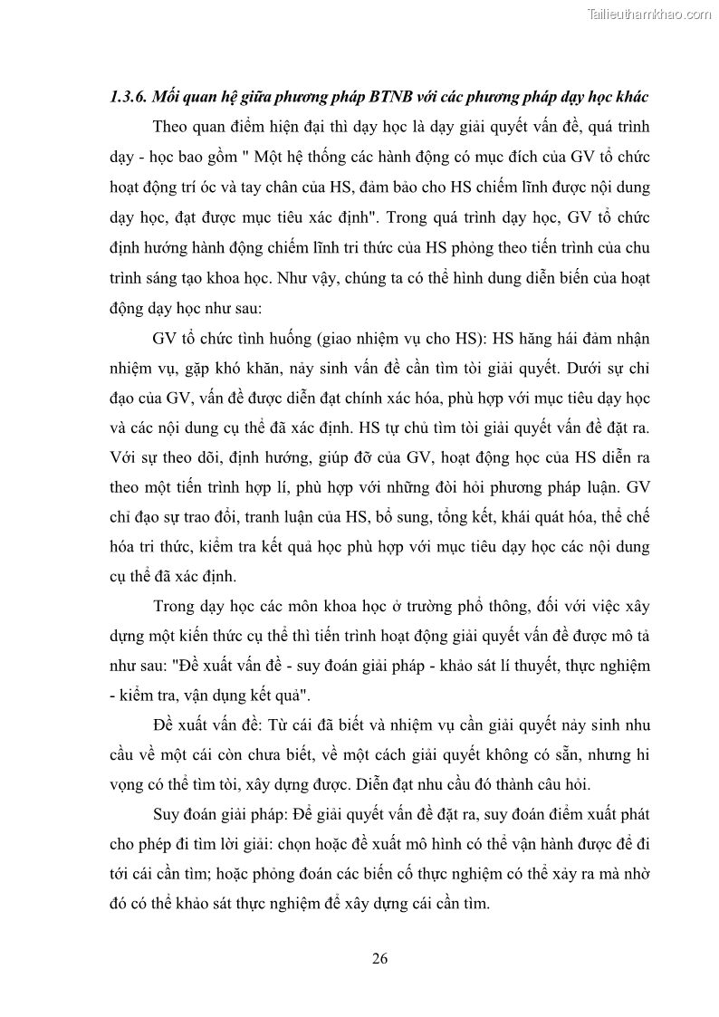 Luận văn thạc sĩ khoa học giáo dục Tổ chức dạy học môn Khoa học ở các trường Tiểu học thành phố Thái Nguyên, tỉnh Thái Nguyên theo hướng vận dụng phương pháp Bàn tay nặn bột - 3 Trang 35