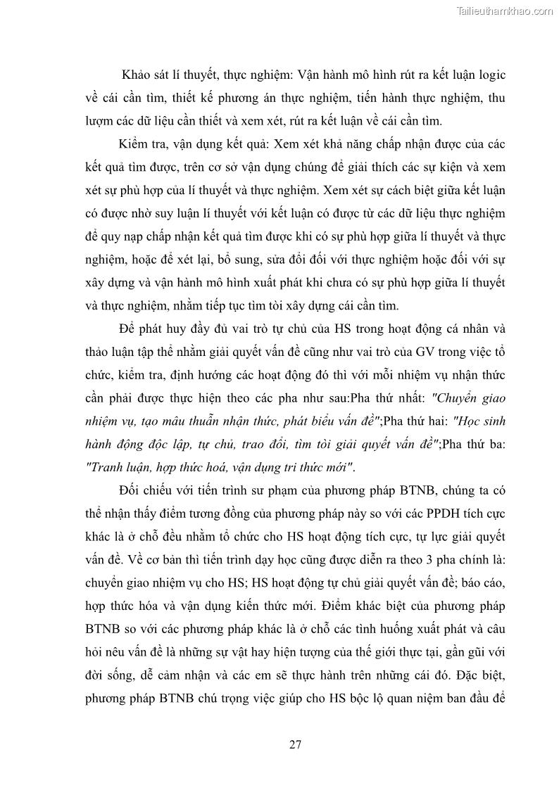 Luận văn thạc sĩ khoa học giáo dục Tổ chức dạy học môn Khoa học ở các trường Tiểu học thành phố Thái Nguyên, tỉnh Thái Nguyên theo hướng vận dụng phương pháp Bàn tay nặn bột - 3 Trang 36