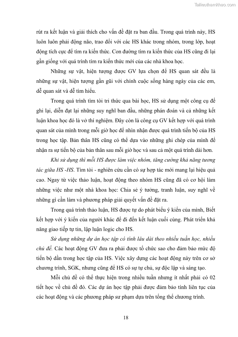 Luận văn thạc sĩ khoa học giáo dục Tổ chức dạy học môn Khoa học ở các trường Tiểu học thành phố Thái Nguyên, tỉnh Thái Nguyên theo hướng vận dụng phương pháp Bàn tay nặn bột - 3 Trang 27