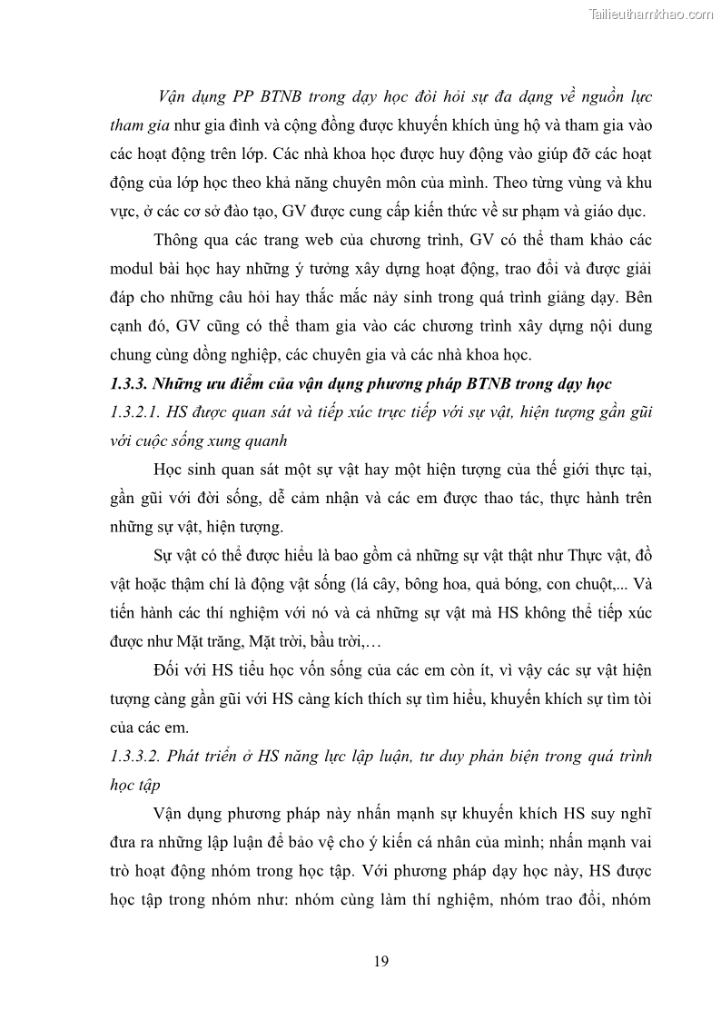 Luận văn thạc sĩ khoa học giáo dục Tổ chức dạy học môn Khoa học ở các trường Tiểu học thành phố Thái Nguyên, tỉnh Thái Nguyên theo hướng vận dụng phương pháp Bàn tay nặn bột - 3 Trang 28