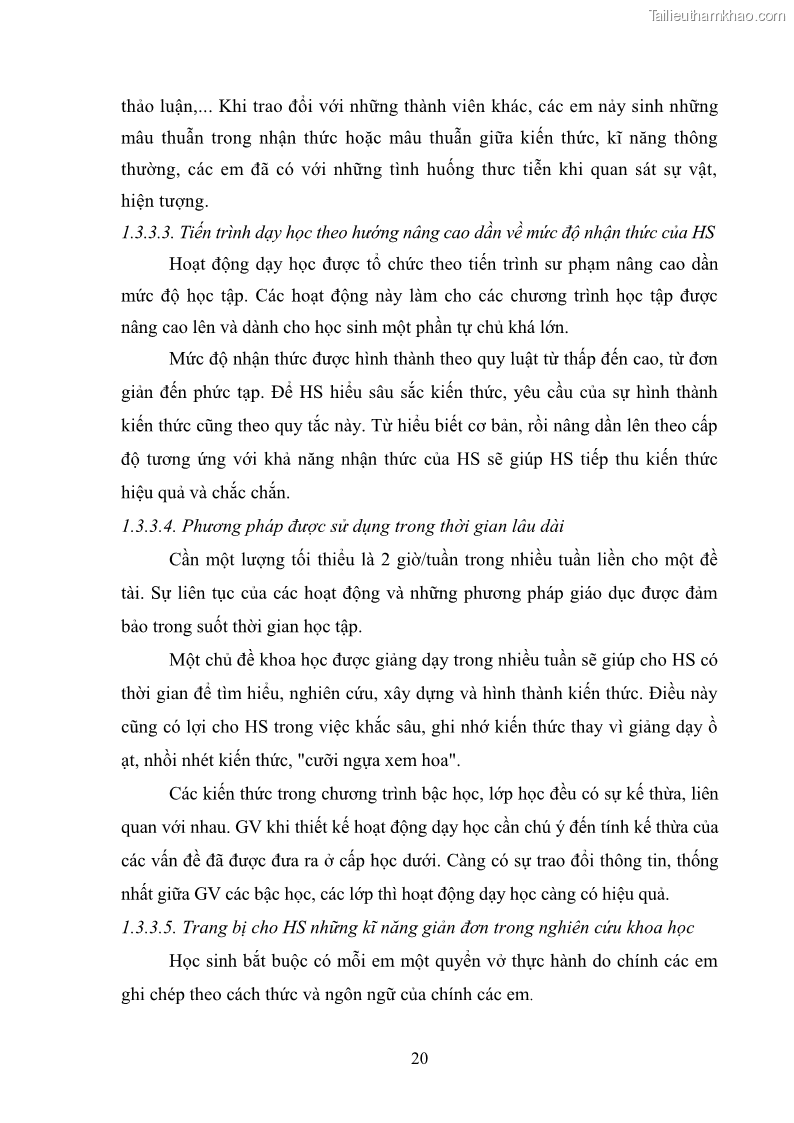 Luận văn thạc sĩ khoa học giáo dục Tổ chức dạy học môn Khoa học ở các trường Tiểu học thành phố Thái Nguyên, tỉnh Thái Nguyên theo hướng vận dụng phương pháp Bàn tay nặn bột - 3 Trang 29