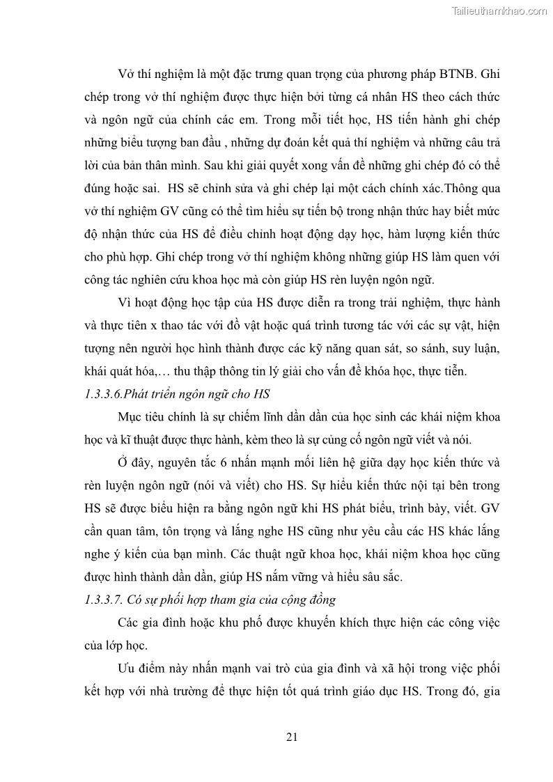Luận văn thạc sĩ khoa học giáo dục Tổ chức dạy học môn Khoa học ở các trường Tiểu học thành phố Thái Nguyên, tỉnh Thái Nguyên theo hướng vận dụng phương pháp Bàn tay nặn bột - 3 Trang 30