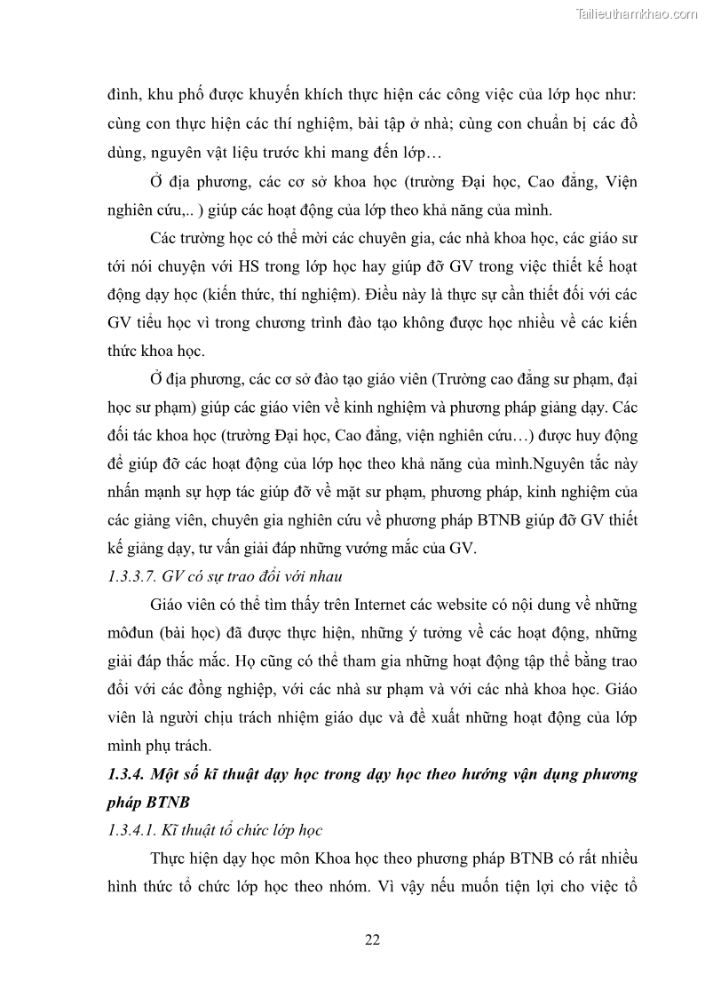Luận văn thạc sĩ khoa học giáo dục Tổ chức dạy học môn Khoa học ở các trường Tiểu học thành phố Thái Nguyên, tỉnh Thái Nguyên theo hướng vận dụng phương pháp Bàn tay nặn bột - 3 Trang 31