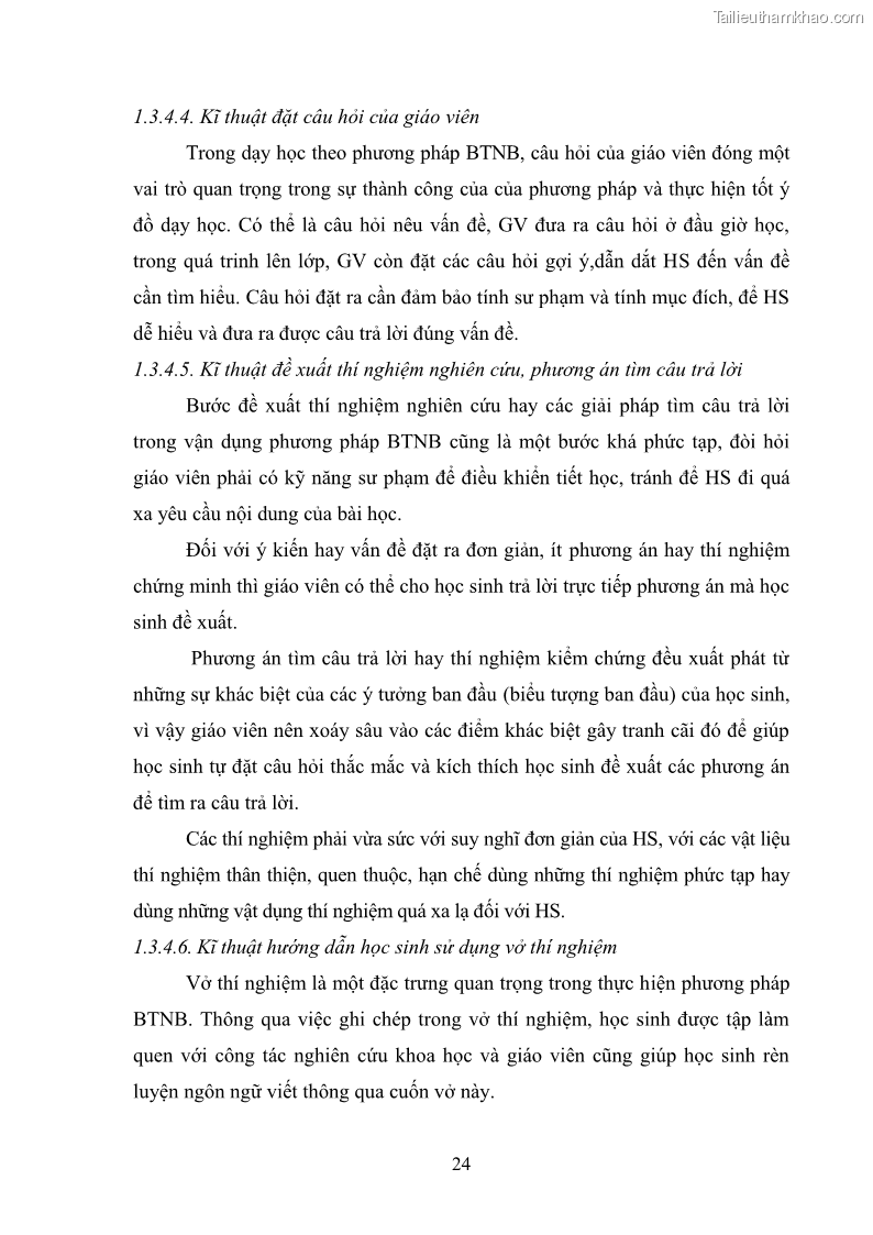 Luận văn thạc sĩ khoa học giáo dục Tổ chức dạy học môn Khoa học ở các trường Tiểu học thành phố Thái Nguyên, tỉnh Thái Nguyên theo hướng vận dụng phương pháp Bàn tay nặn bột - 3 Trang 33