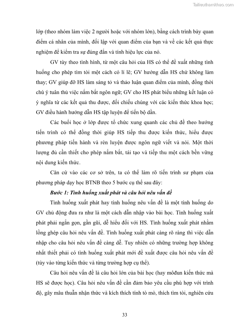 Luận văn thạc sĩ khoa học giáo dục Tổ chức dạy học môn Khoa học ở các trường Tiểu học thành phố Thái Nguyên, tỉnh Thái Nguyên theo hướng vận dụng phương pháp Bàn tay nặn bột - 4 Trang 42