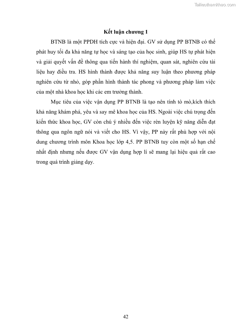 Luận văn thạc sĩ khoa học giáo dục Tổ chức dạy học môn Khoa học ở các trường Tiểu học thành phố Thái Nguyên, tỉnh Thái Nguyên theo hướng vận dụng phương pháp Bàn tay nặn bột - 5 Trang 51