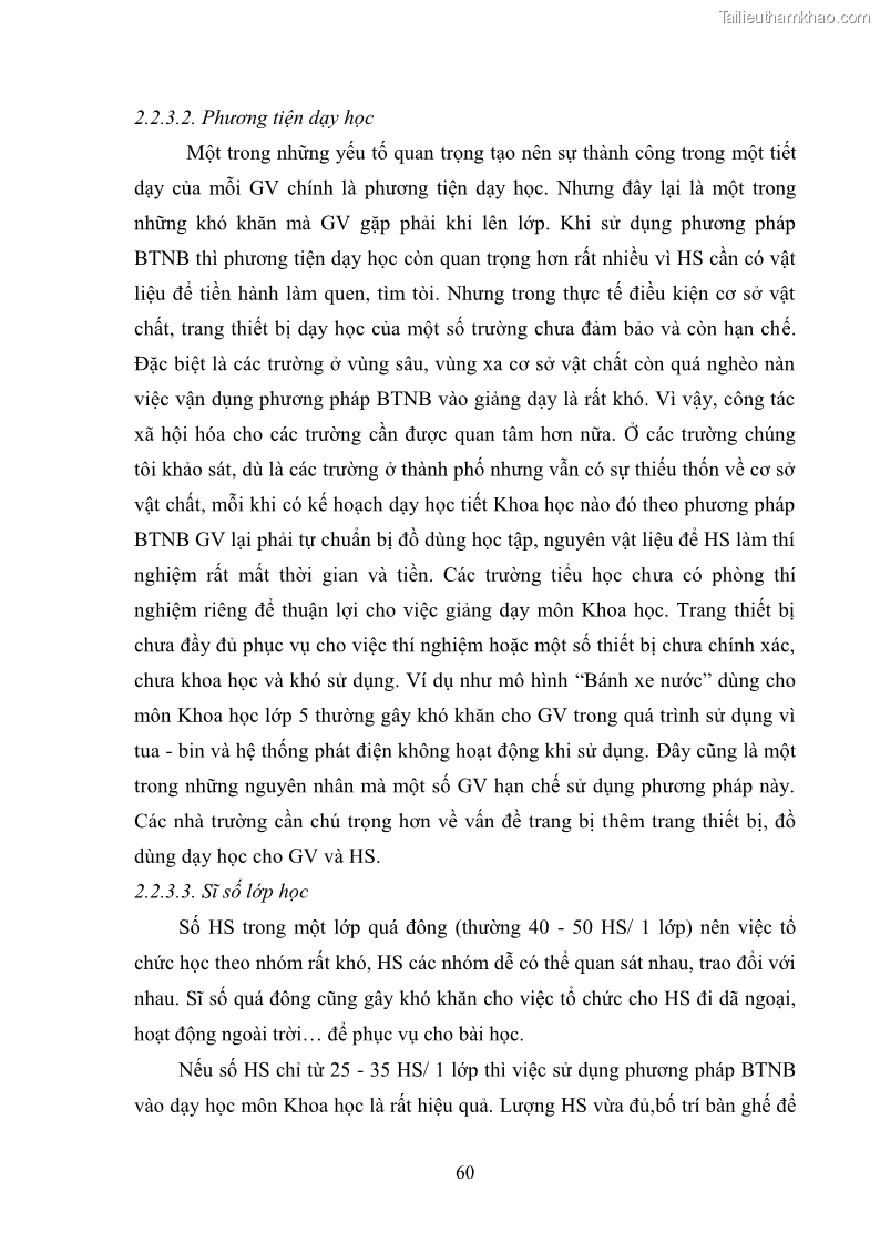 Luận văn thạc sĩ khoa học giáo dục Tổ chức dạy học môn Khoa học ở các trường Tiểu học thành phố Thái Nguyên, tỉnh Thái Nguyên theo hướng vận dụng phương pháp Bàn tay nặn bột - 6 Trang 69