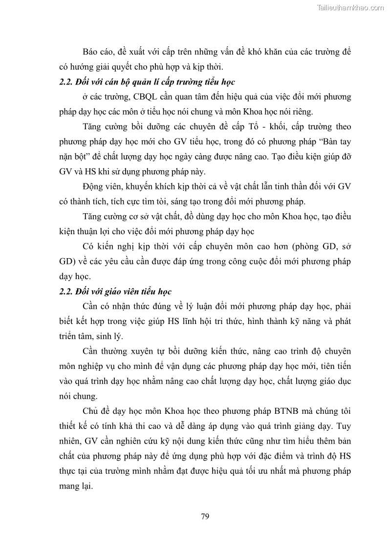 Luận văn thạc sĩ khoa học giáo dục Tổ chức dạy học môn Khoa học ở các trường Tiểu học thành phố Thái Nguyên, tỉnh Thái Nguyên theo hướng vận dụng phương pháp Bàn tay nặn bột - 8 Trang 88