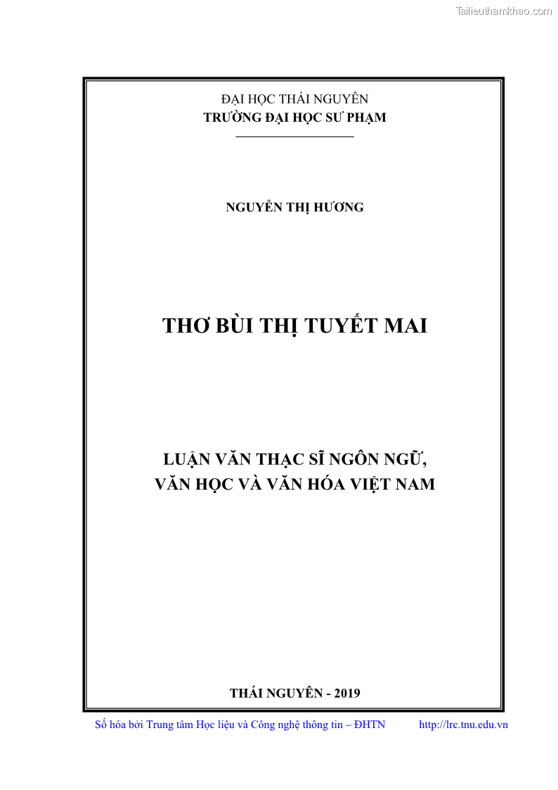 Luận văn thạc sĩ Thơ Bùi Thị Tuyết Mai - 1 Trang 1