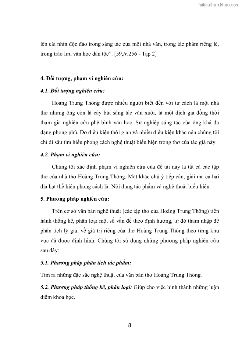 Luận văn thạc sĩ văn học Phong cách nghệ thuật thơ Hoàng Trung Thông - 1 Trang 10