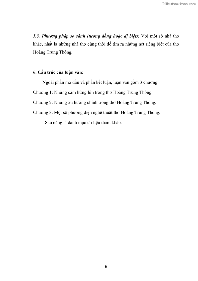 Luận văn thạc sĩ văn học Phong cách nghệ thuật thơ Hoàng Trung Thông - 1 Trang 11