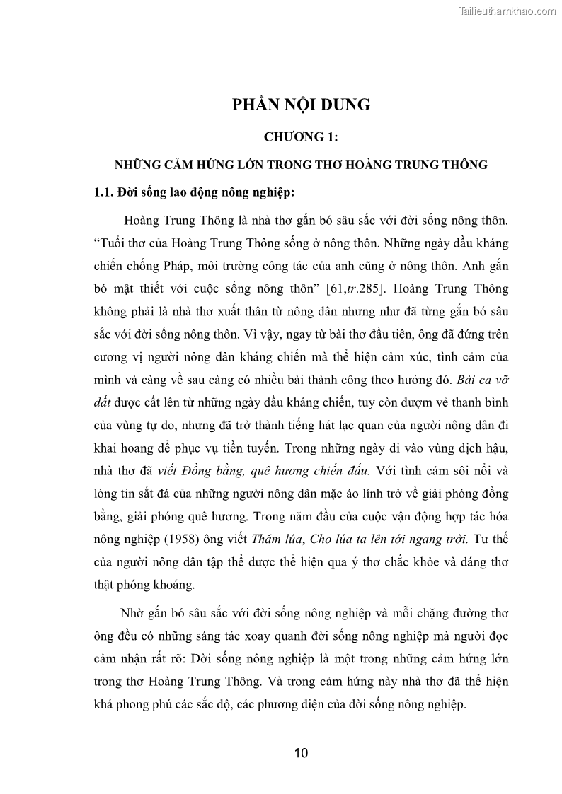 Luận văn thạc sĩ văn học Phong cách nghệ thuật thơ Hoàng Trung Thông - 1 Trang 12