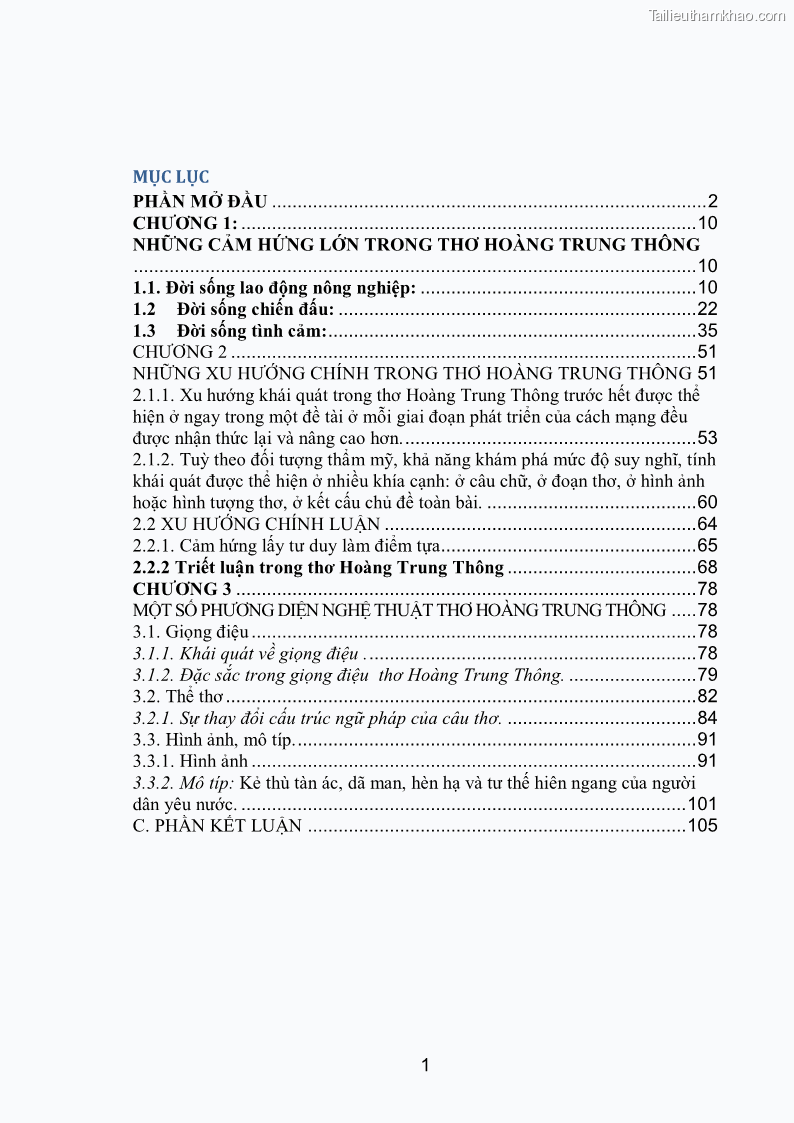 Luận văn thạc sĩ văn học Phong cách nghệ thuật thơ Hoàng Trung Thông - 1 Trang 3