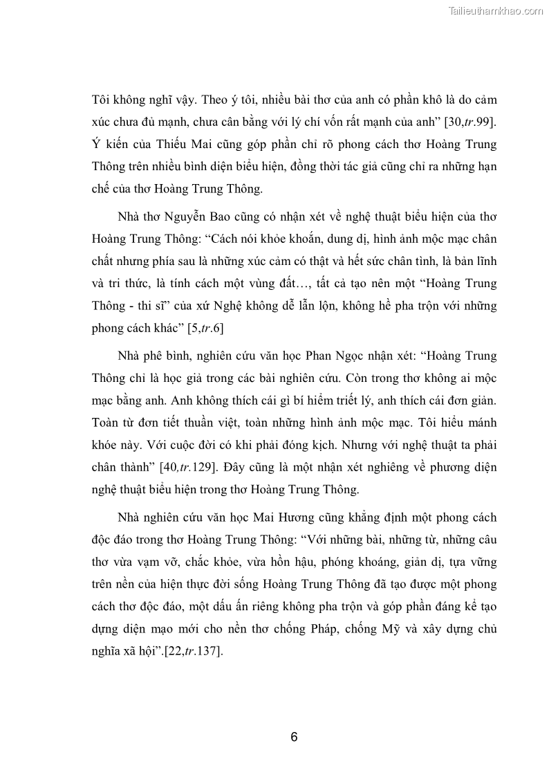 Luận văn thạc sĩ văn học Phong cách nghệ thuật thơ Hoàng Trung Thông - 1 Trang 8