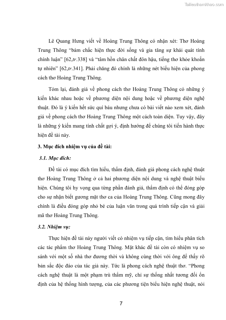 Luận văn thạc sĩ văn học Phong cách nghệ thuật thơ Hoàng Trung Thông - 1 Trang 9