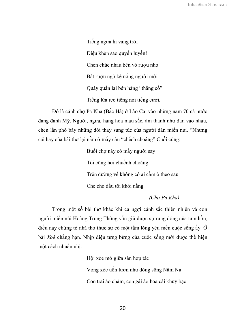 Luận văn thạc sĩ văn học Phong cách nghệ thuật thơ Hoàng Trung Thông - 2 Trang 22