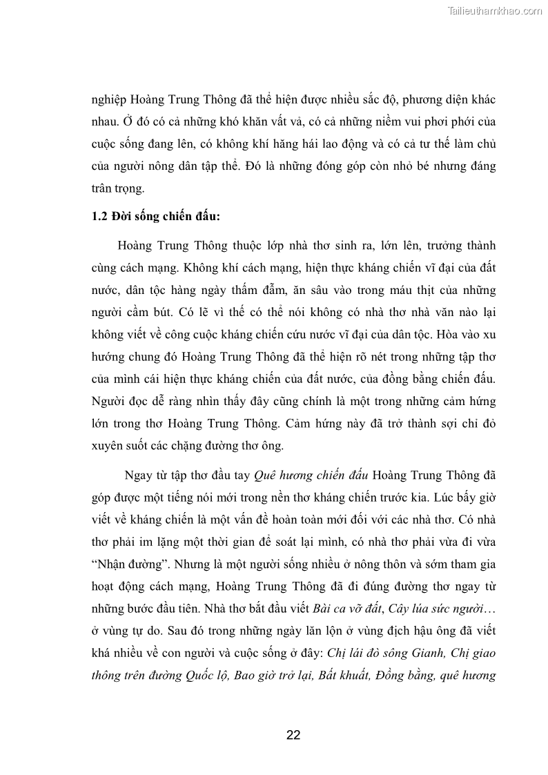 Luận văn thạc sĩ văn học Phong cách nghệ thuật thơ Hoàng Trung Thông - 2 Trang 24