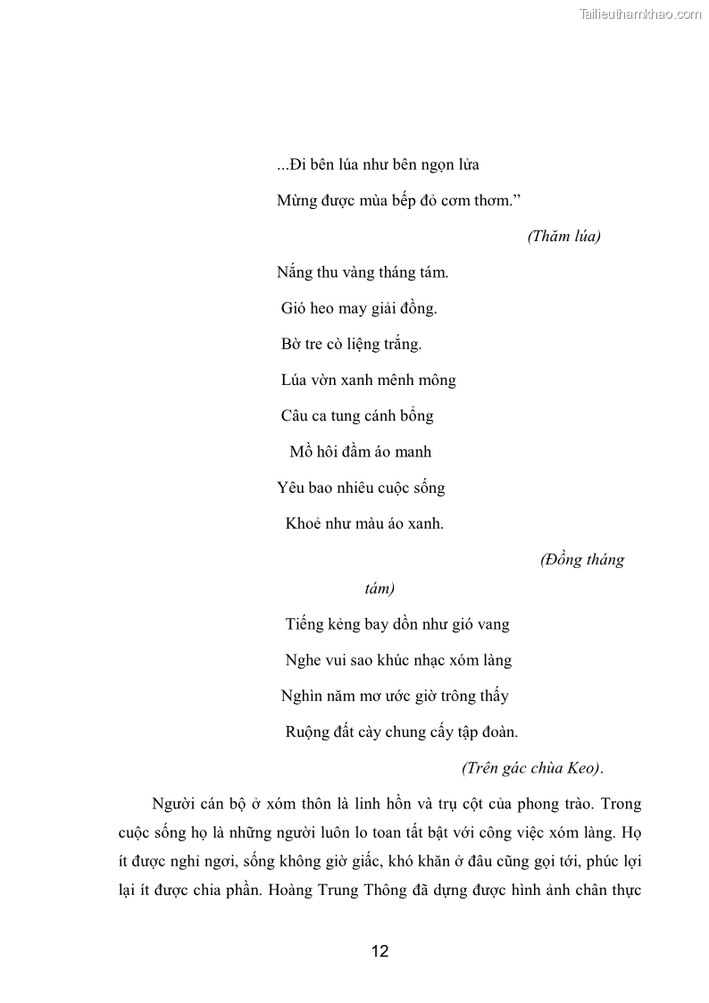 Luận văn thạc sĩ văn học Phong cách nghệ thuật thơ Hoàng Trung Thông - 2 Trang 14