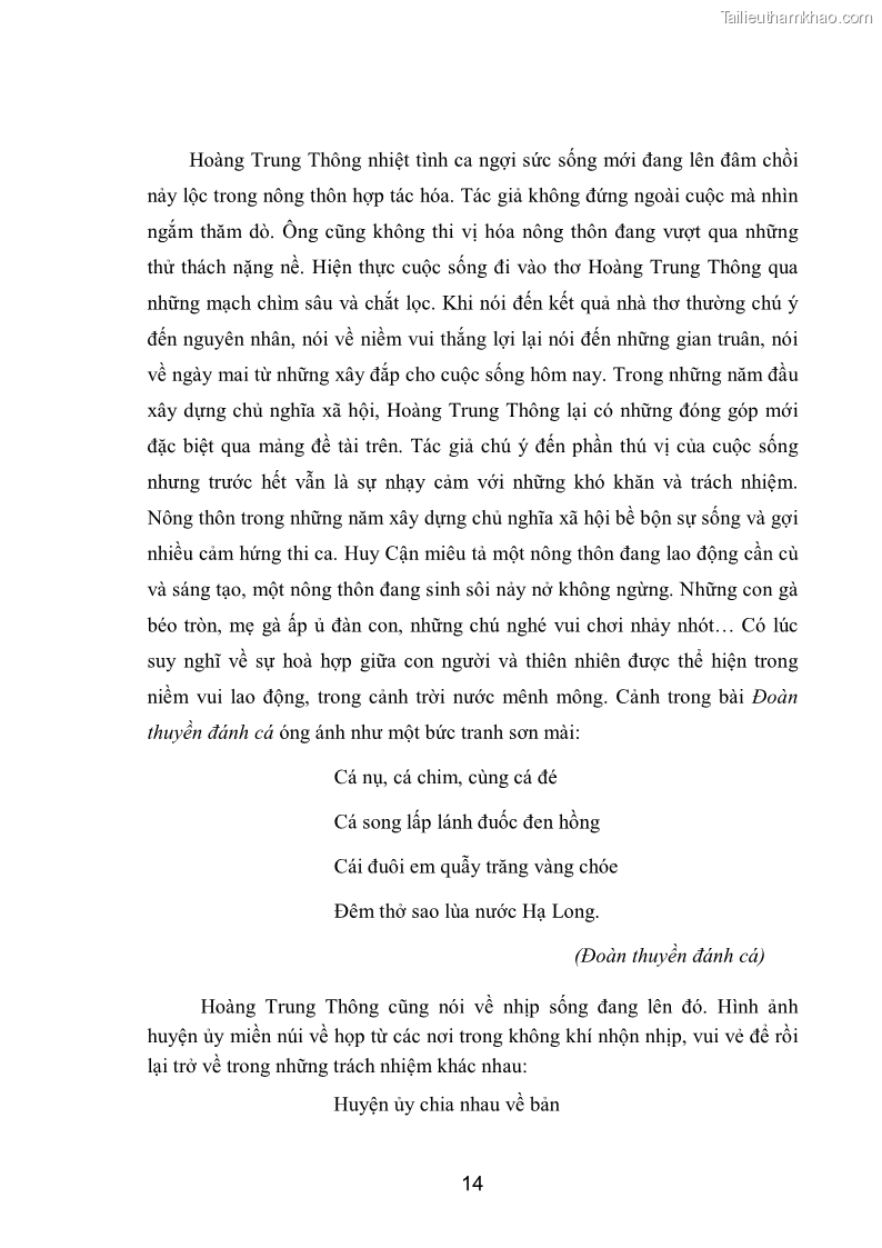 Luận văn thạc sĩ văn học Phong cách nghệ thuật thơ Hoàng Trung Thông - 2 Trang 16