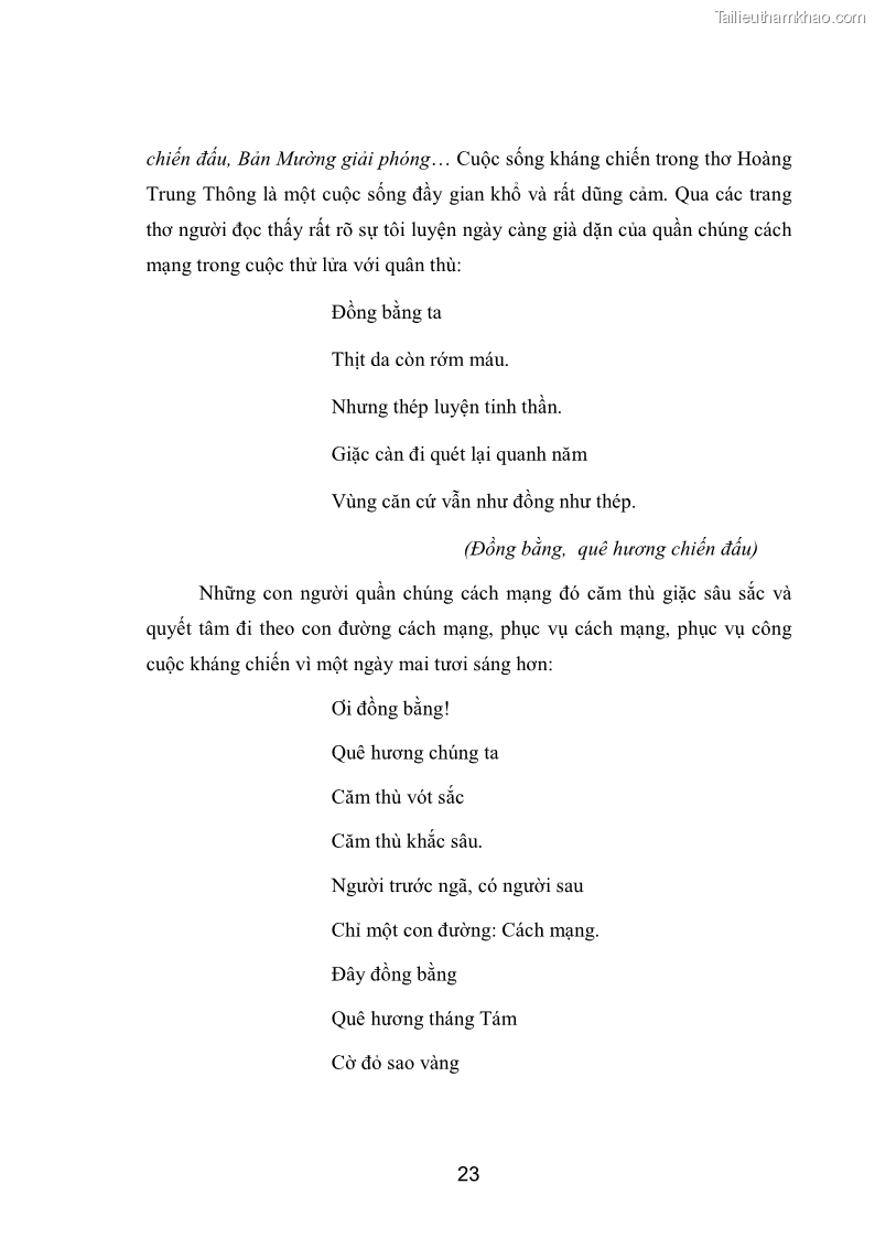 Luận văn thạc sĩ văn học Phong cách nghệ thuật thơ Hoàng Trung Thông - 3 Trang 25