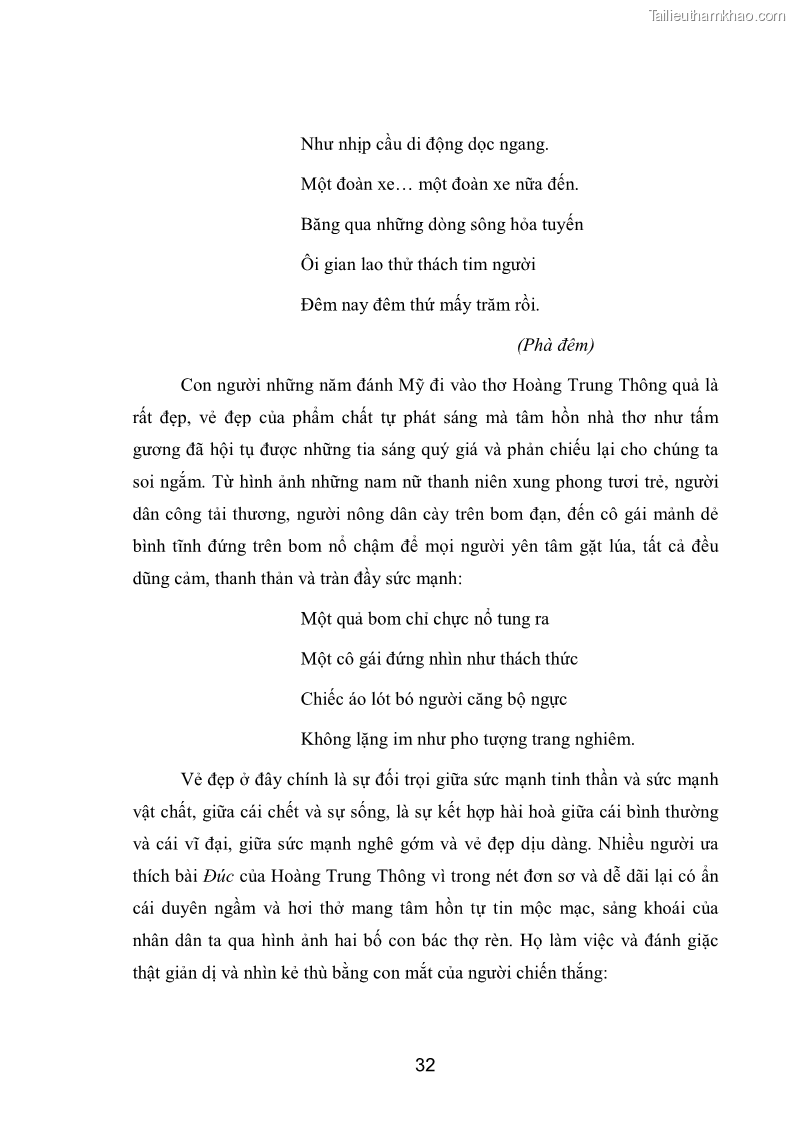 Luận văn thạc sĩ văn học Phong cách nghệ thuật thơ Hoàng Trung Thông - 3 Trang 34