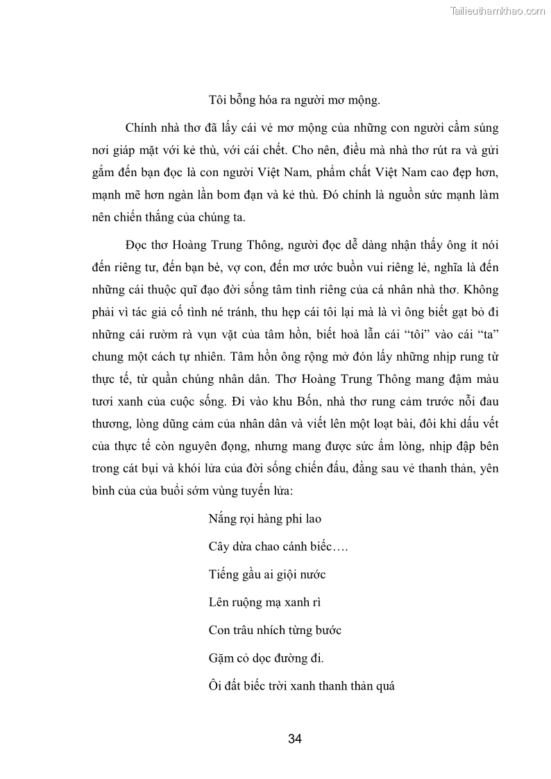 Luận văn thạc sĩ văn học Phong cách nghệ thuật thơ Hoàng Trung Thông - 3 Trang 36